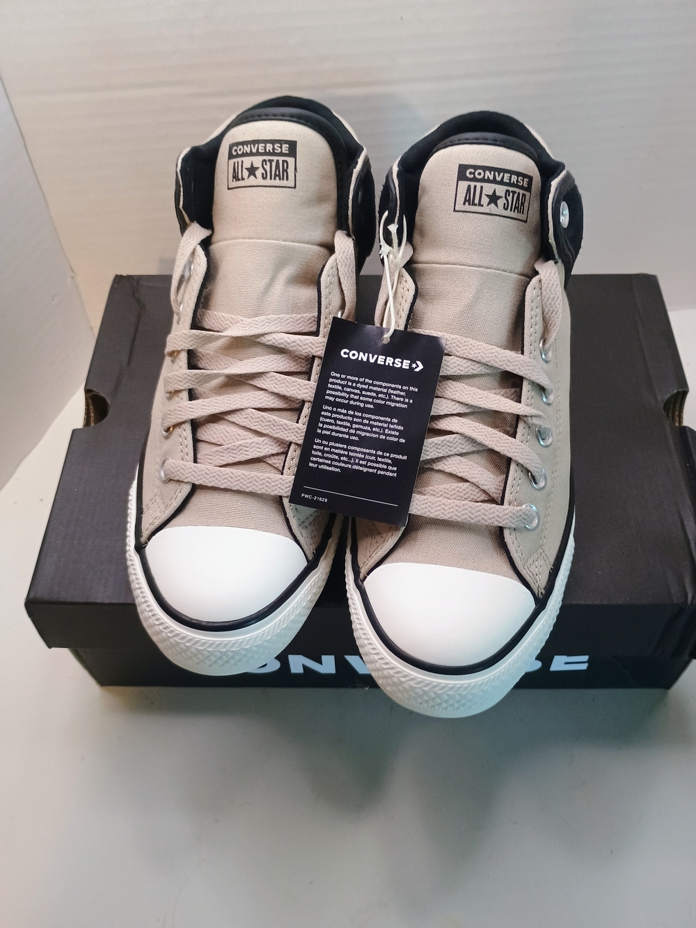 Converse  High Street Mid Top Sneakers Men's Suede Canvas Black Beige New Size 9